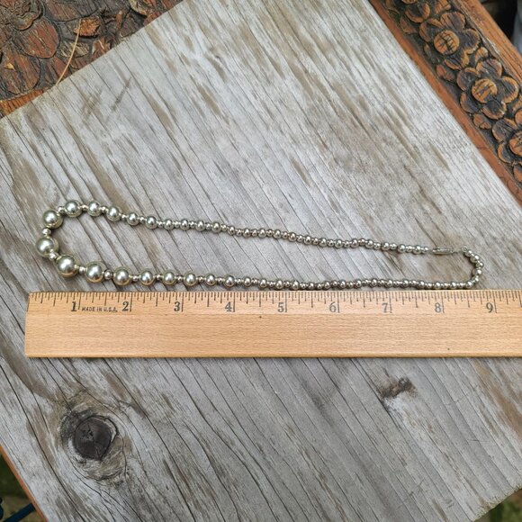 Sterling Silver 925 Graduated Bead Necklace, Classic Minimalist Retro Daily Wear - Picture 2 of 8